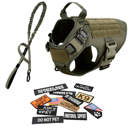 Tactical Dog Harness No-Pull With Front And Back D-Rings Fast-Release Buckles Top Handle Heavy-Duty Training