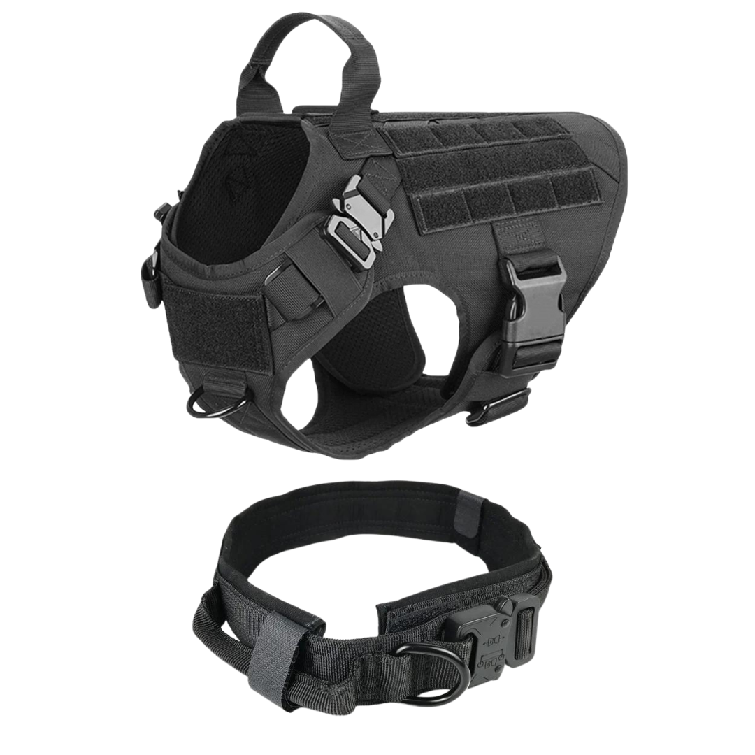 Tactical Dog Harness No-Pull With Front And Back D-Rings Fast-Release Buckles Top Handle Heavy-Duty Training