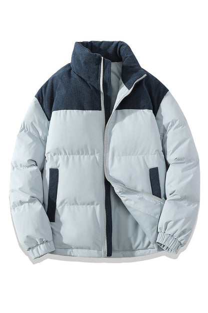 Unisex Insulating Puffer Coat - Stand Collar, Cotton