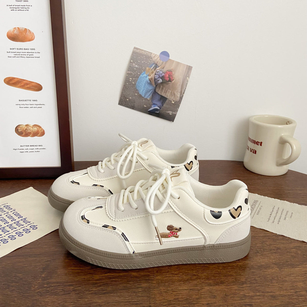 Light women's sneakers - color-blocked, versatile, PU, casual commuting hiking