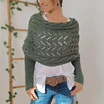 Plush Women’s Scarf - Openwork Rectangular, Knit, For Winter
