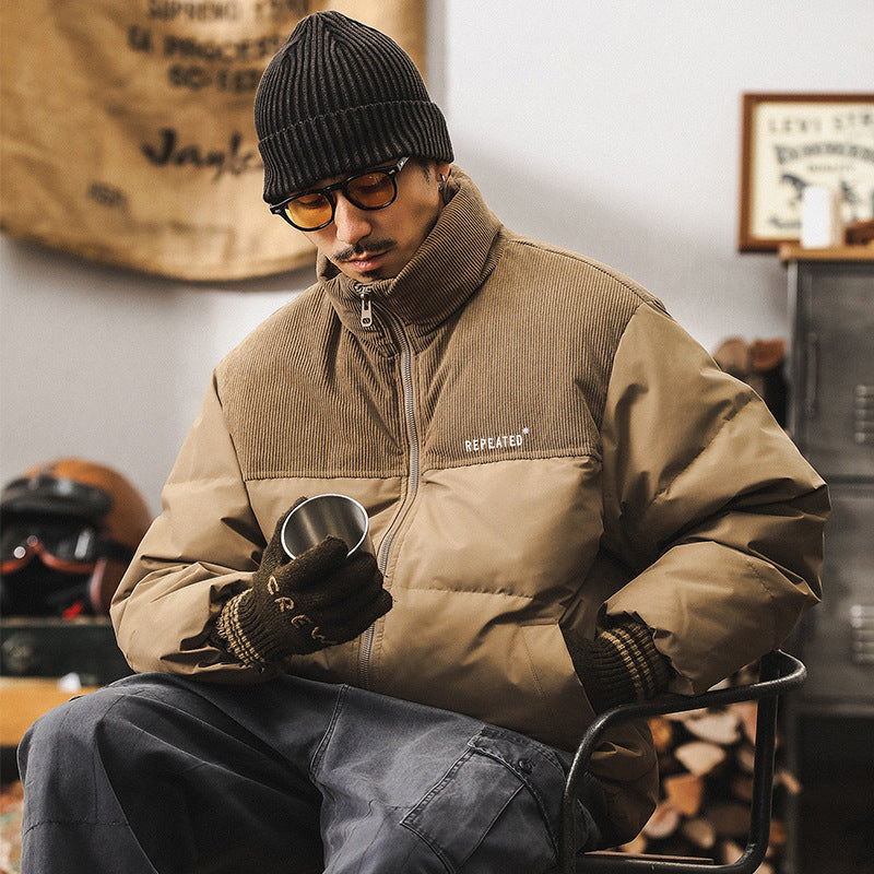 Mens Insulating Puffer Jacket - Corduroy Yoke, Duck Down