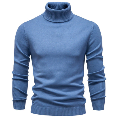 Plush Men's Turtleneck Sweater - Slim Fit Viscose Winter