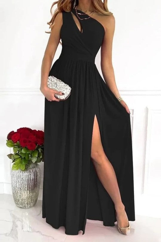 Variant image for Chic One Shoulder Evening Dress, Elegant Black Formal Gown, Knee-Length Semi Formal Dress for Wedding Guests-17