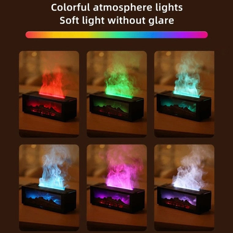 Creative Fireplace Air Humidifier Diffuser with LED Light Remote Control for Household Gift