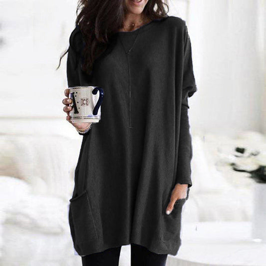 Cozy Oversized Women Tunic Pullover - Long Sleeve Knit