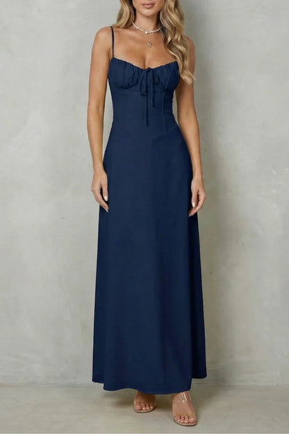 a-line, backless lace-up, polyester, for summer weddings – Light flattering women's dress