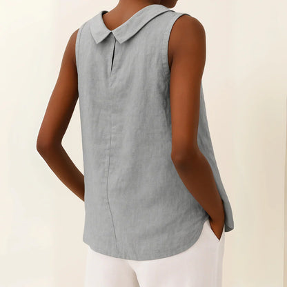 Light women's tank top - round-neck pullover, cotton blend, casual summer wear