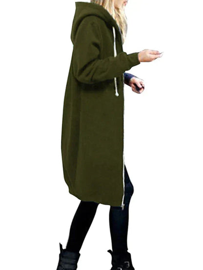 Cozy Warm Women’s Zip-Up Hoodie - Longline, For Cold Days