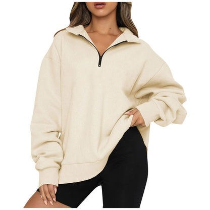 Light Women Zip Sweatshirt - Oversized Pullover Casual