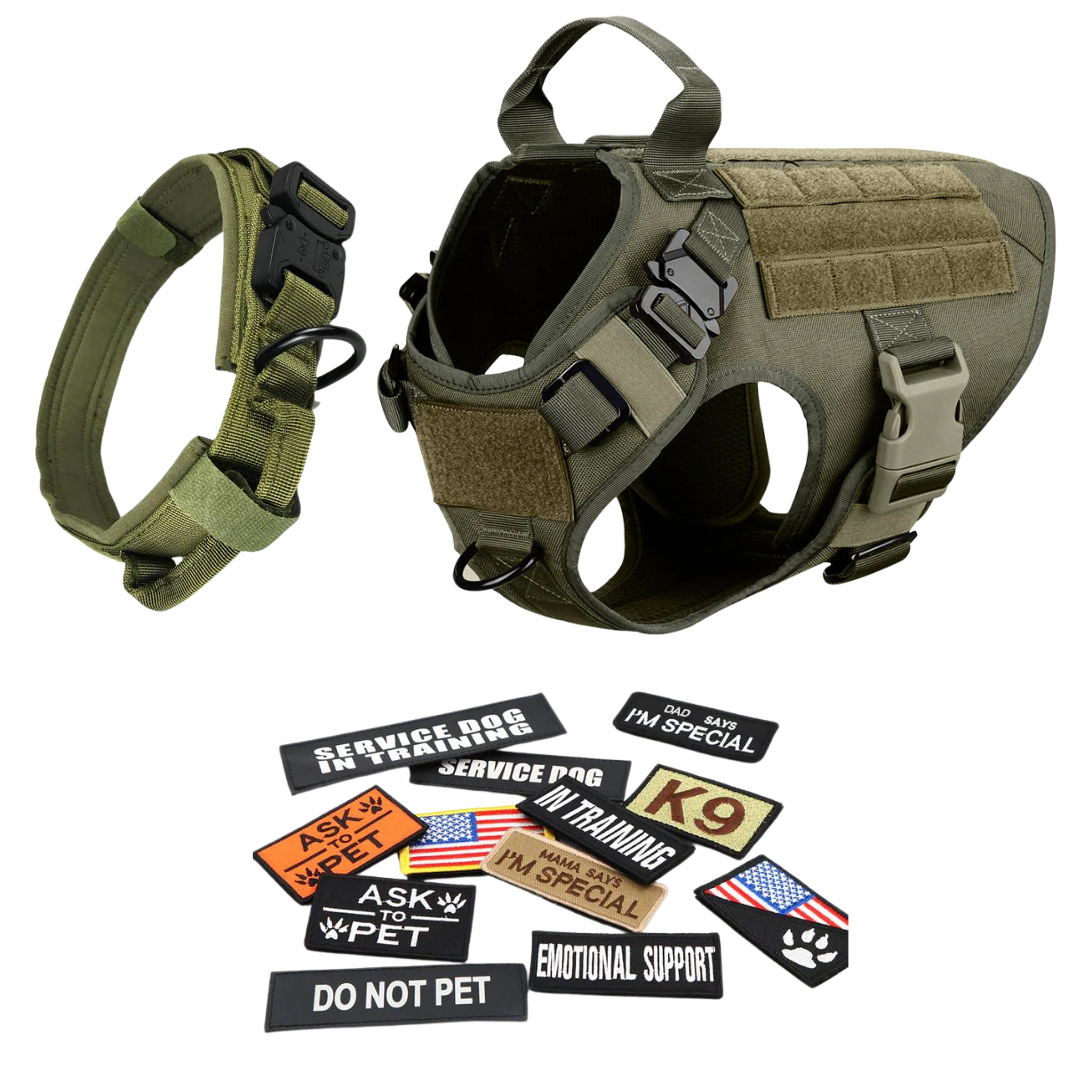 Tactical Dog Harness No-Pull With Front And Back D-Rings Fast-Release Buckles Top Handle Heavy-Duty Training