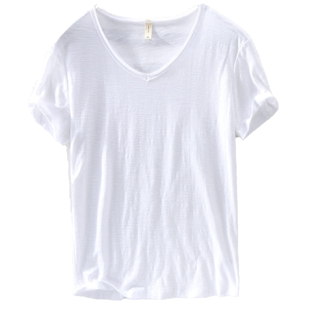 Variant image for Men's V-Neck Linen Cotton Shirt, Lightweight Short Sleeve Slim-Fit Casual Top for Summer-1