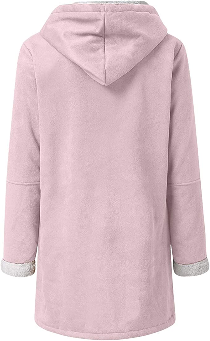 Womens Warm Winter Jacket - Hooded Mid-Thigh, Suede