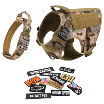 Tactical Dog Harness No-Pull With Front And Back D-Rings Fast-Release Buckles Top Handle Heavy-Duty Training