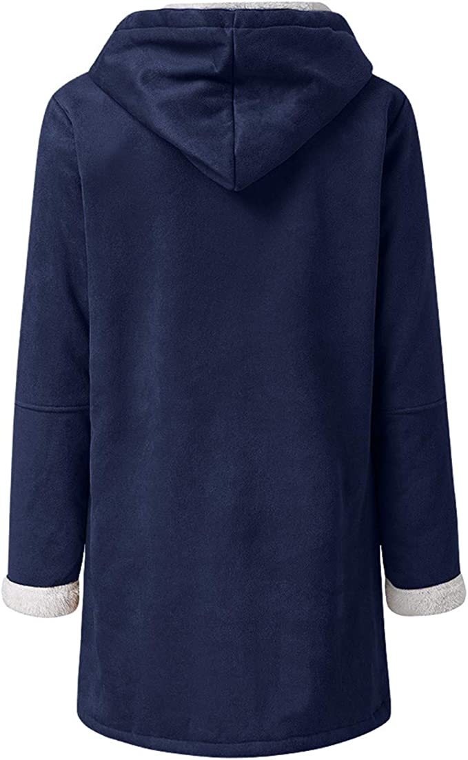Womens Warm Winter Jacket - Hooded Mid-Thigh, Suede