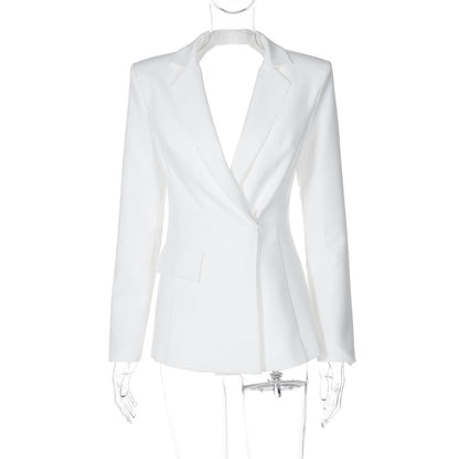women's Fitted blazer - backless, minimalist, polyester, ideal for evening wear or formal occasions