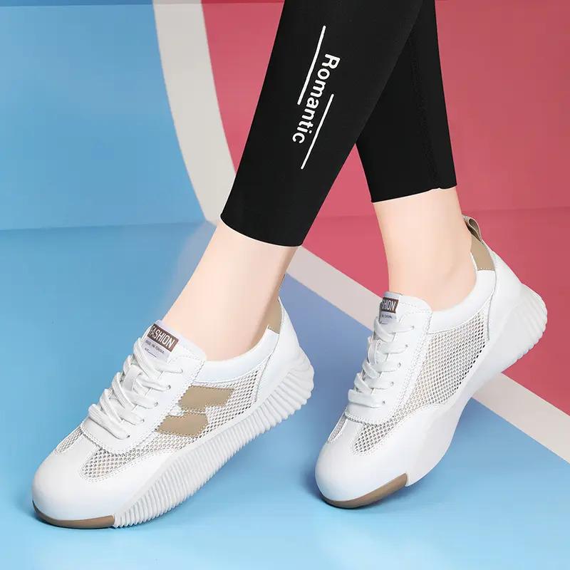 Plush durable women's sneakers - low-cut, genuine leather upper, for running daily workouts