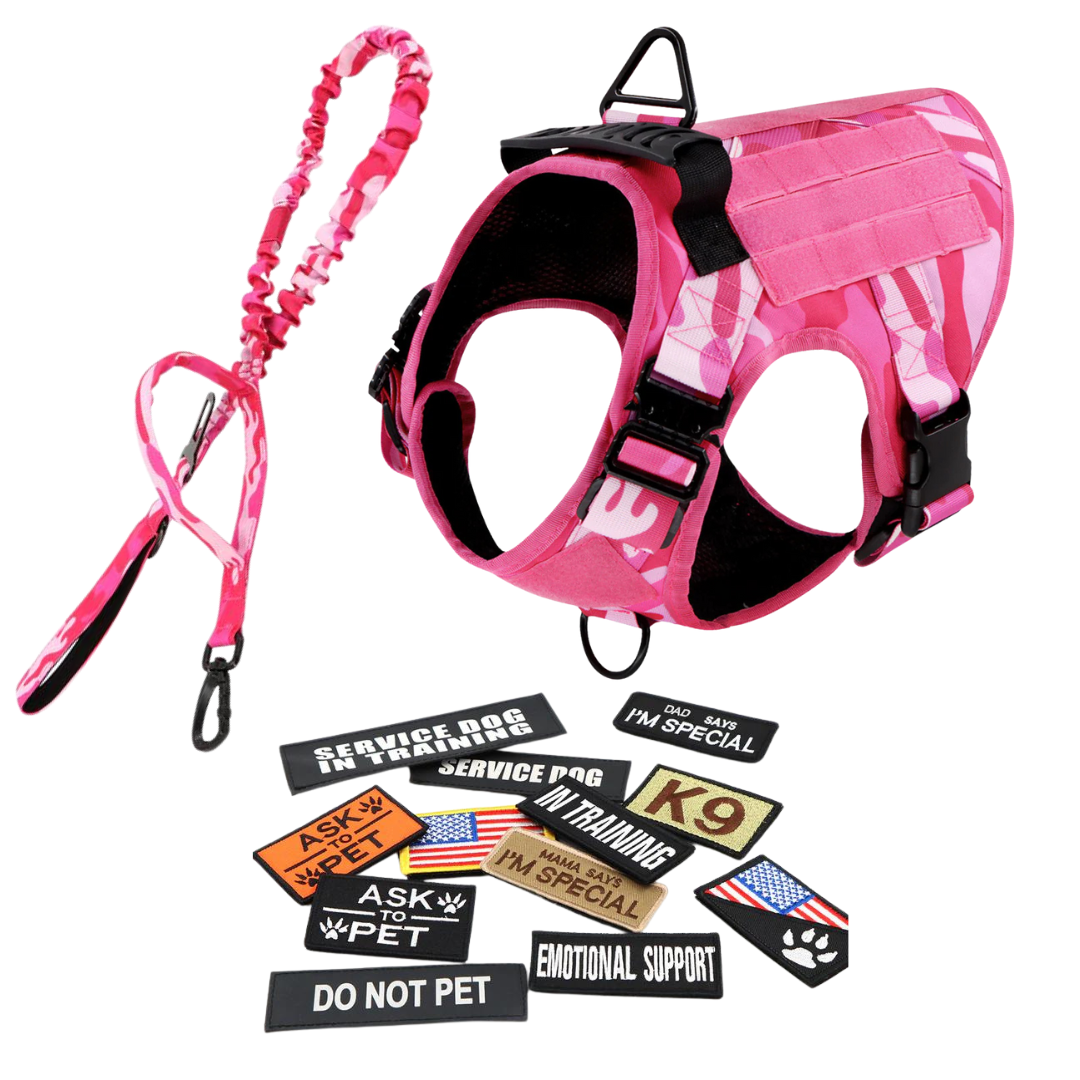 Tactical Dog Harness No-Pull With Front And Back D-Rings Fast-Release Buckles Top Handle Heavy-Duty Training