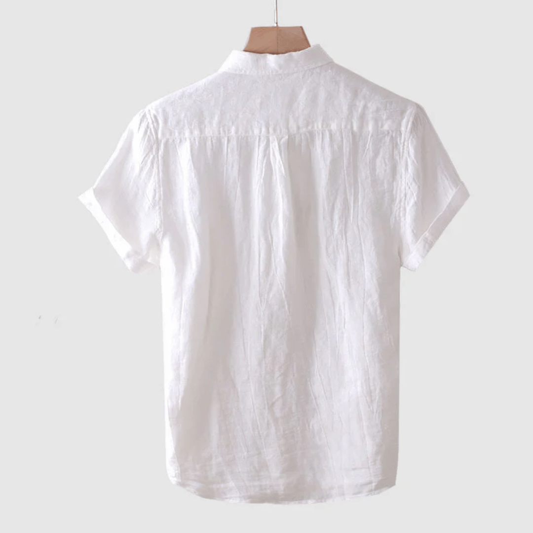 Men's Short Sleeve Linen Shirt, Lightweight Breathable Tailored Fit for Casual and Beach Wear-3