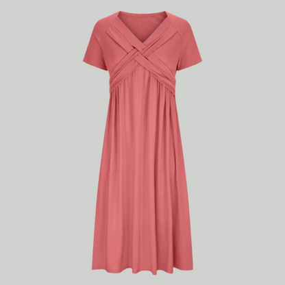 Elegant V-Neck Women's Dress, Flattering Fit in Breathable Fabric, Sizes S to 2XL - Perfect for Formal and Summer Occasions-2