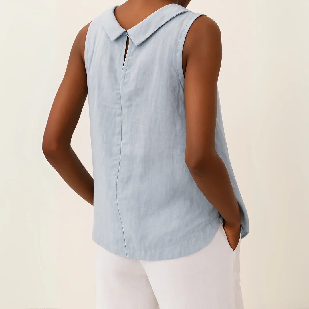 Light women's tank top - round-neck pullover, cotton blend, casual summer wear