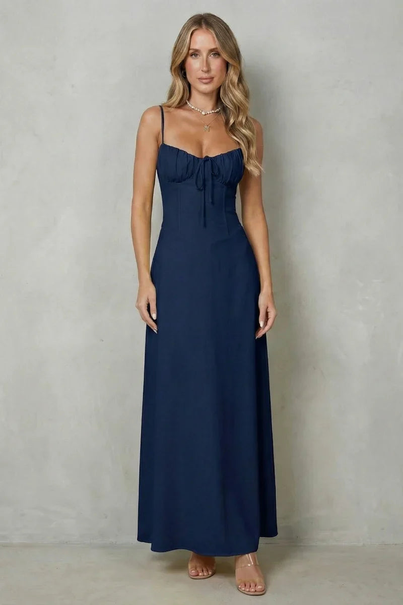 a-line, backless lace-up, polyester, for summer weddings – Light flattering women's dress