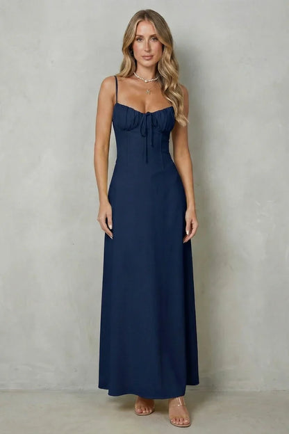 a-line, backless lace-up, polyester, for summer weddings – Light flattering women's dress