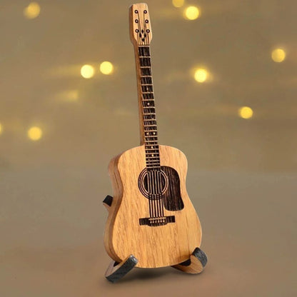 Organic Wood Guitar Pick Holder Case - Mini Acoustic Design for Musicians, Great Gift Idea
