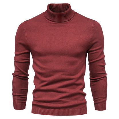 Plush Men's Turtleneck Sweater - Slim Fit Viscose Winter