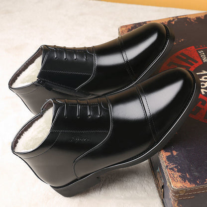 Cozy Warm Mens Ankle Boots - Cap Toe, PU Leather, Winter