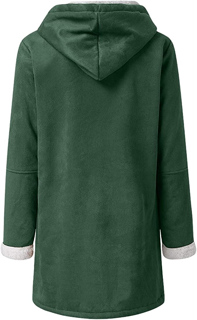 Womens Warm Winter Jacket - Hooded Mid-Thigh, Suede