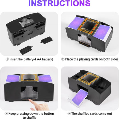 Card Automatic Shuffler - Two-Deck Capacity, Battery-Powered Tabletop Poker Shuffler, Fall 2025 Gift