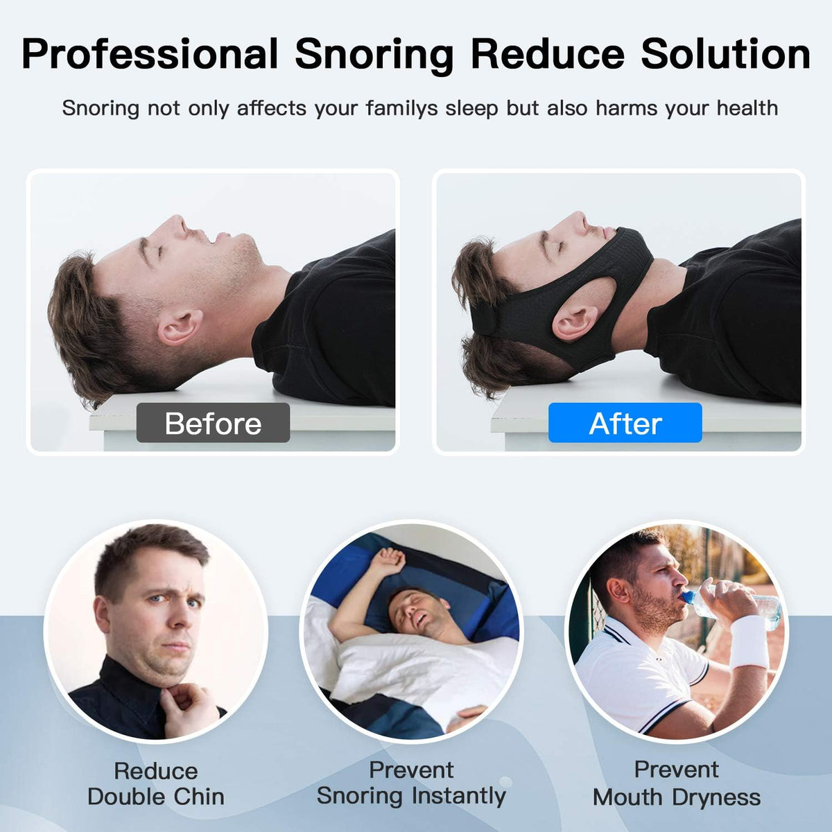 Anti2025 Edition Snoring Chin Strap Breathable Sleep Apnea Aid