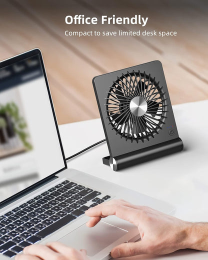 Desk Fan Ultra Quiet USB C Powered Travel-Friendly 220 Degree Pivot Space Saving Personal Cooling Fall 2025 Gift