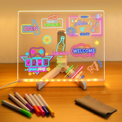 Bright LED Acrylic Message Board - Erasable USB Drawing Board for Kids, Great for Birthday Gifts & Bar Advertising