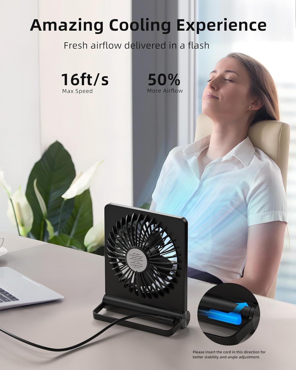 Desk Fan Ultra Quiet USB C Powered Travel-Friendly 220 Degree Pivot Space Saving Personal Cooling Fall 2025 Gift