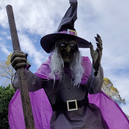 Scary Outdoor Prop with Floating Effect, Simple Setup – 6-Foot Flying Witch Halloween Yard Decoration