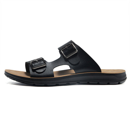 men's Non-slip sandals - double-buckle, PU leather, beach-ready footwear for everyday wear