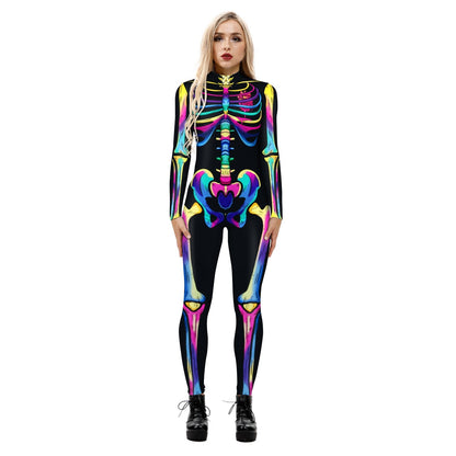 and Stretchy Body-Hugging Women's Printed Jumpsuit - Contoured Full-Body, Milk Silk Second-Skin for Cosplay