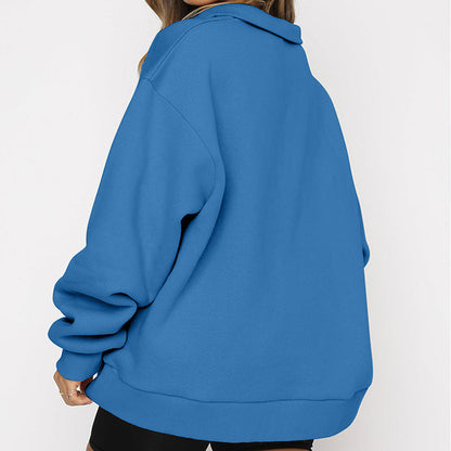 Light Women Zip Sweatshirt - Oversized Pullover Casual