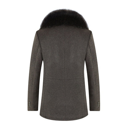 Warm Timeless Men's Coat - Single-Breasted, Polyester