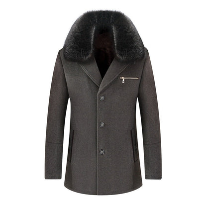 Warm Timeless Men's Coat - Single-Breasted, Polyester
