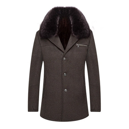 Warm Timeless Men's Coat - Single-Breasted, Polyester