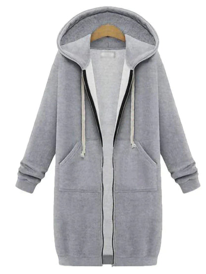 Cozy Warm Women’s Zip-Up Hoodie - Longline, For Cold Days