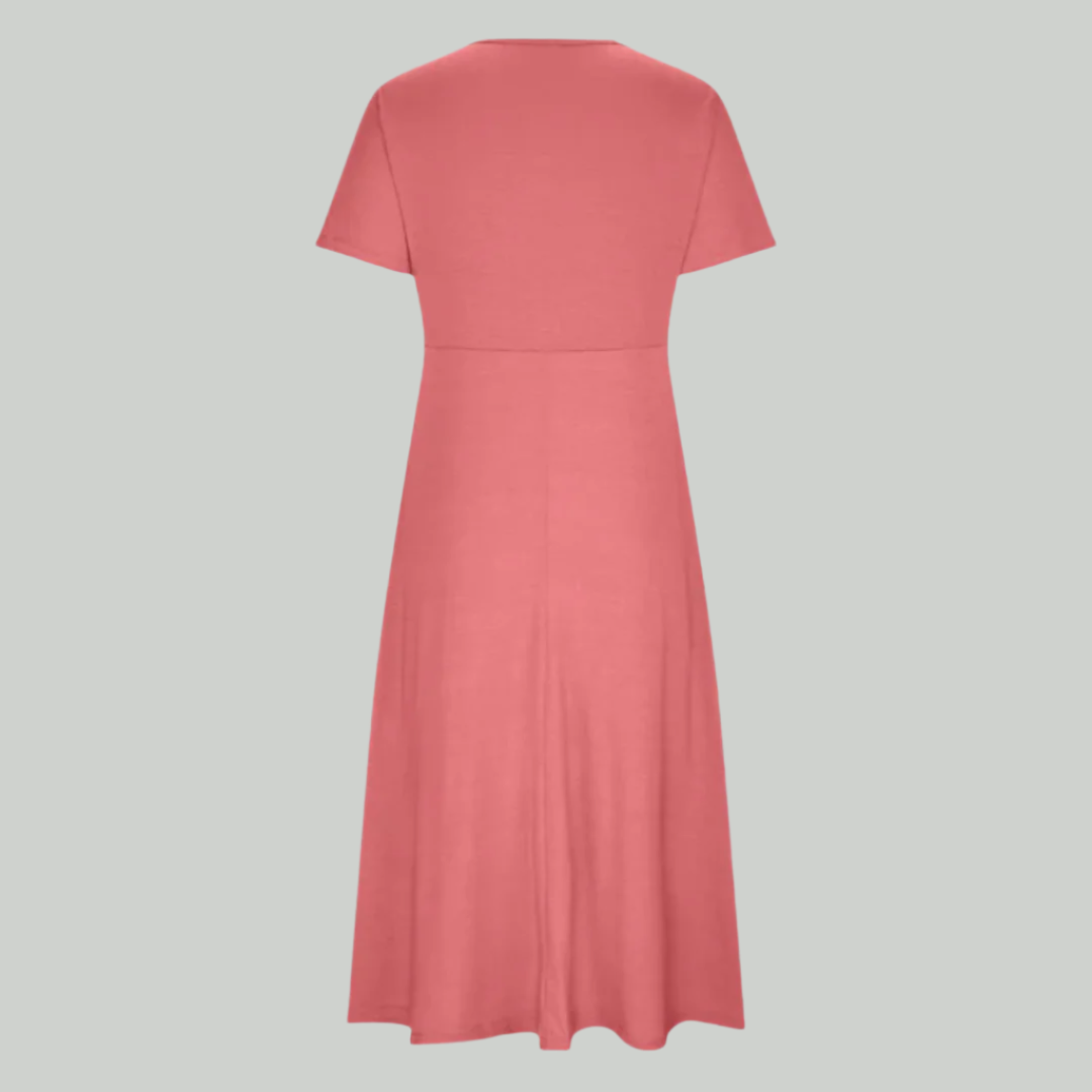 Elegant V-Neck Women's Dress, Flattering Fit in Breathable Fabric, Sizes S to 2XL - Perfect for Formal and Summer Occasions-3