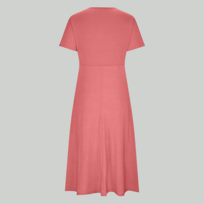 Elegant V-Neck Women's Dress, Flattering Fit in Breathable Fabric, Sizes S to 2XL - Perfect for Formal and Summer Occasions-3