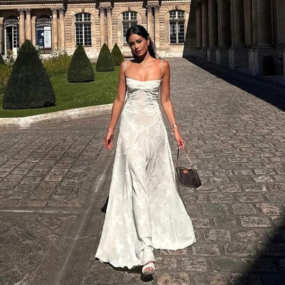Long Floral Jacquard Bustier Dress for Women - Elegant Wedding Guest Dress and Formal Cocktail Dress-1
