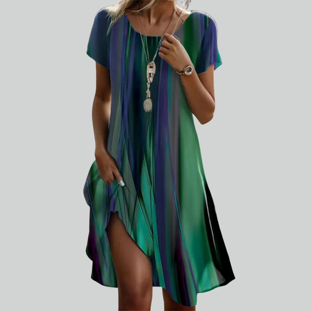 Bohemian Summer Dresses For Women V Neck Short Sleeve Floral Maxi Beach Dress