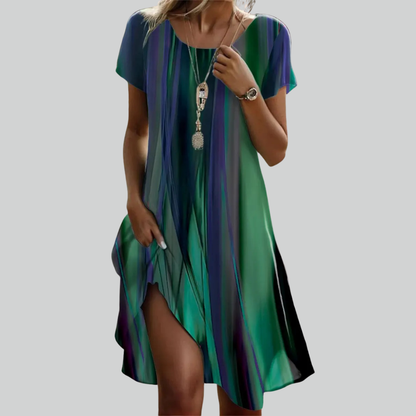 Bohemian Summer Dresses For Women V Neck Short Sleeve Floral Maxi Beach Dress