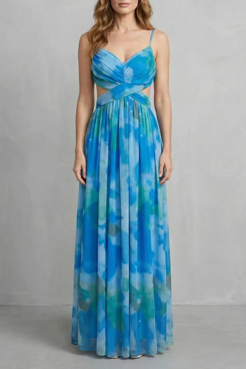 a-line, abstract print, mesh overlay, for evening events – Light women's slip dress
